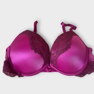 VICTORIAS SECRET Sexy Pink/Fuchia Half Lace Push-Up Bra 32B